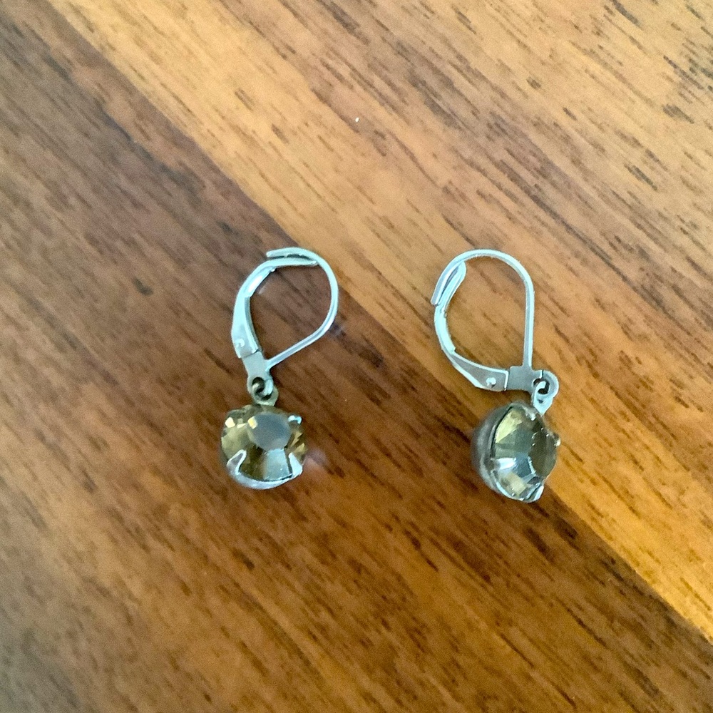 Smoky topaz, silver drop earrings